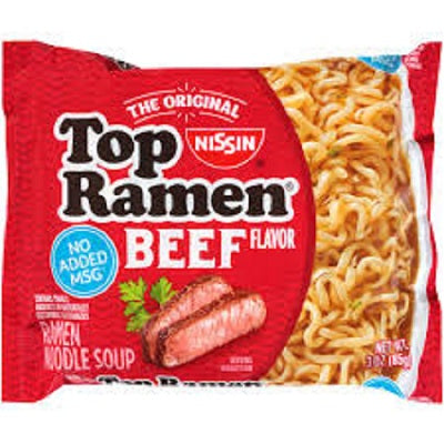 Nissin Top Ramen beef flavor noodle soup 3 Oz