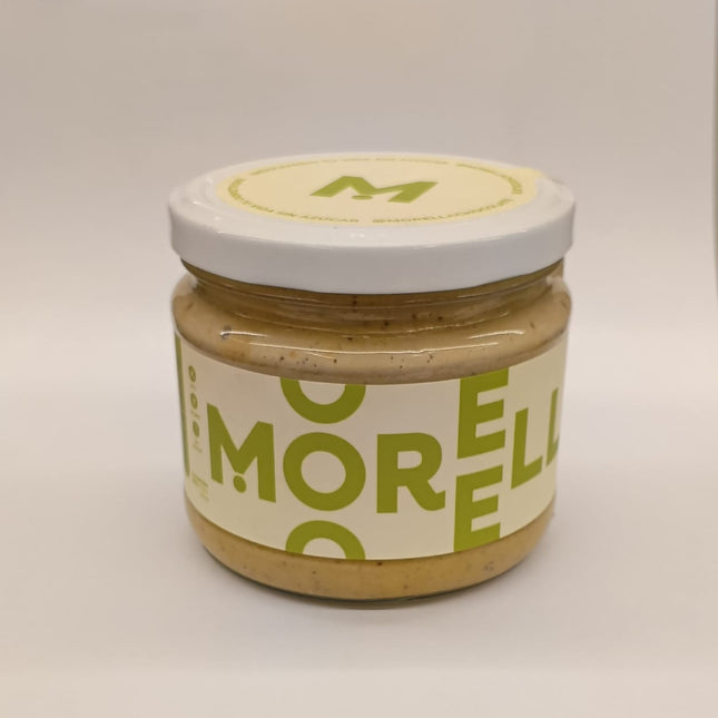 MOREella Pistacho: Crema de pistacho con chocolate blanco vegano a base de leche de macadamias y leche de almendras, sin ning?n tipo de az?cares, endu