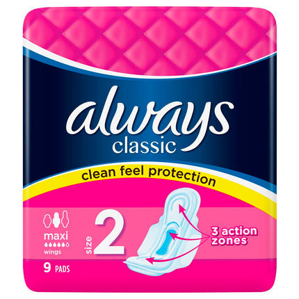 Always Classic 3D Protection zones Size 2 9 Pads