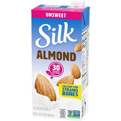Silk Shelf-Stable Unsweetened Almond Milk, 1 Quart.