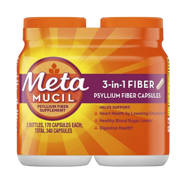 Metamucil 3-in-1 Fiber Capsule Supplement 170 Count 2 Und