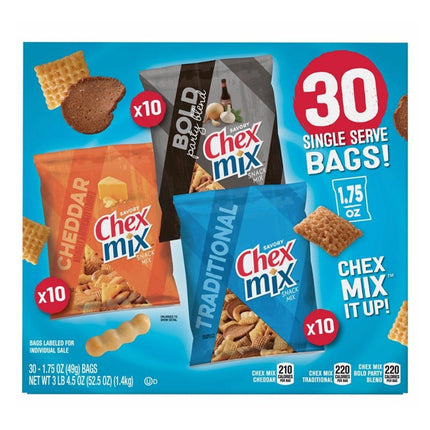 Chex Mix Variety PackCheddar Traditional & Bold Party Blend30 Count 1.4Kg