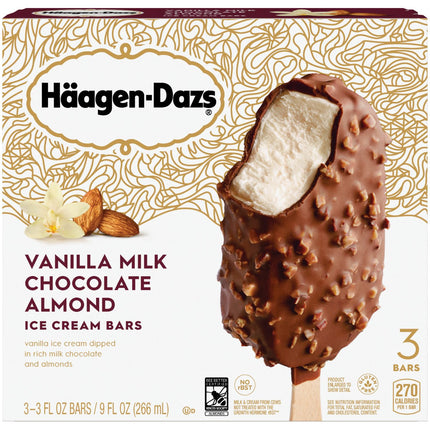 Haagen Dazs Vanilla Milk Chocolate Ice Cream Bars 3 Count