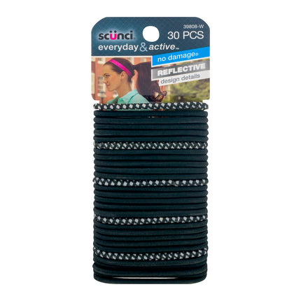 Scunci Cola Elastica Para Uso Diario Y Activo Sin Metal Suave Y Cómodo Sin Tirones Color Negro. Contenido 30 Piezas.