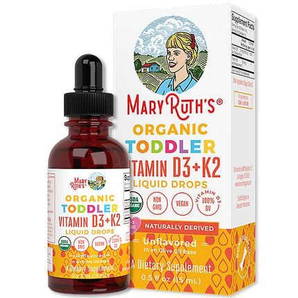 Mary Ruth's organic toddler vitamin D3+K2 liquid drops unflavored dietary supplement 0.5 fl Oz