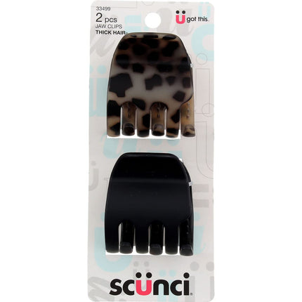 Scunci Pinza De Mandíbula Antideslizante Chunky Jaw Clips Color Marrón Y Negro. Contenido 2 Piezas.