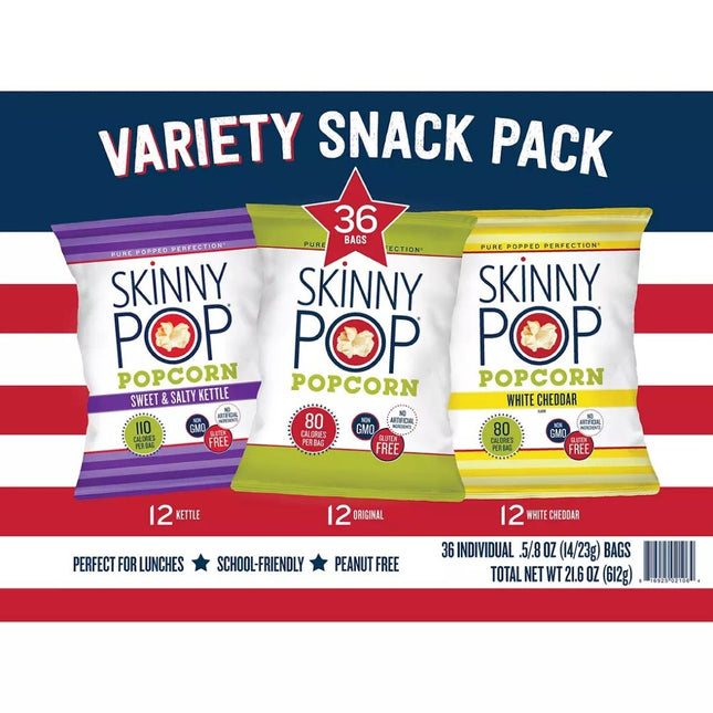 Skinny Pop Popcorn 12 Kettle 12 Original 12 White Cheddar Variety Pack 36 Count 612ml