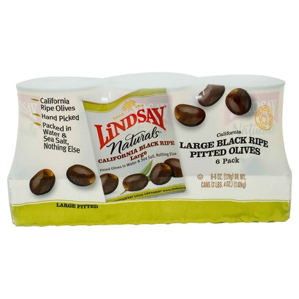 Lindsay Naturals Large Black Ripe Pitted Olives (6 Ounce, 6 Pack)