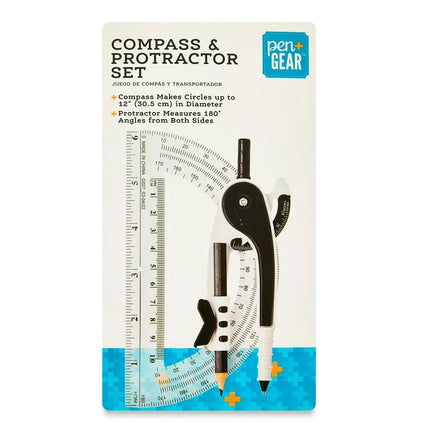 Pen+gear compass & protractor set.