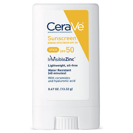 CeraVe Sunscreen Stick SPF 50 0.47 Ounce Mineral Sunscreen for Kids and Adults