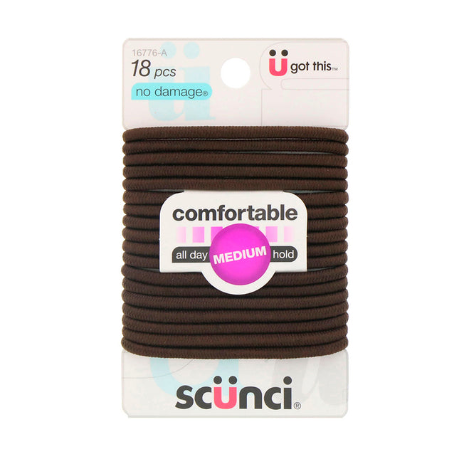 Scunci Cola Para El Cabello Medium Ponytail Color Marrón Sin Partes Metálicas. Contenido 18 Piezas.