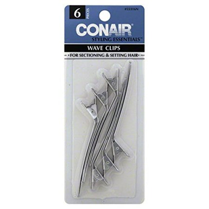 Conair Clips De Honda Para Seccionar Y Fijar El Cabello Fijación Segura. Cantidad 6 Piezas.