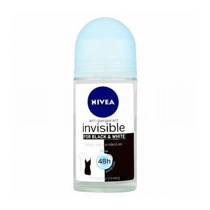 Nivea Desodorante Roll On Invisible Para Mujeres Protección De Marcas Blancas Para Blanco Y Negro Anti Manchas Amarillas. Contenido Neto 50Ml.