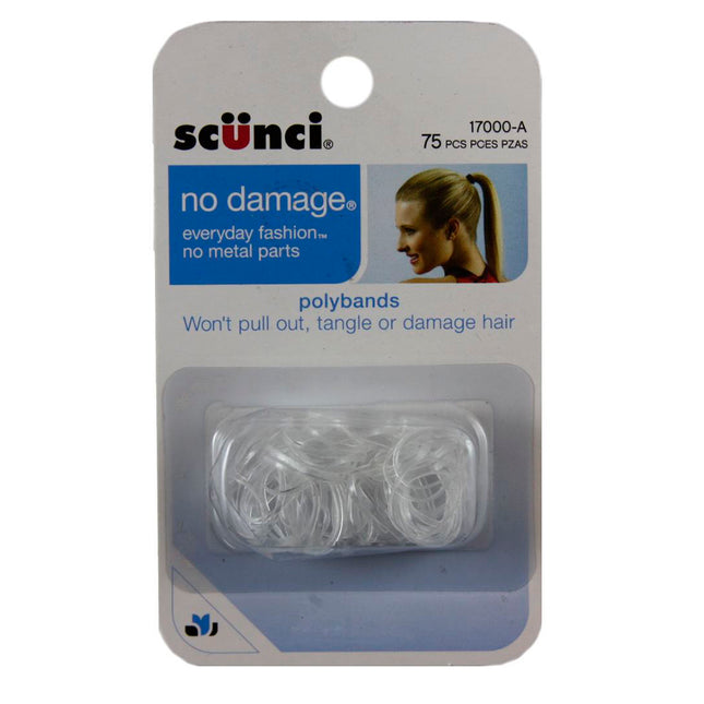 Scunci Cola De Polietileno Poly Bands No Se Enreda Ni Daña El Cabello Color Transparente. Contenido 75 Piezas.