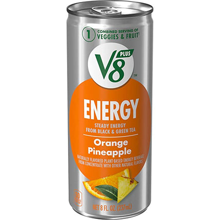 V8   Energy  Bebida Energética Saludable  Energía Natural Del Té  Naranja Piña  Lata De 8 Onzas