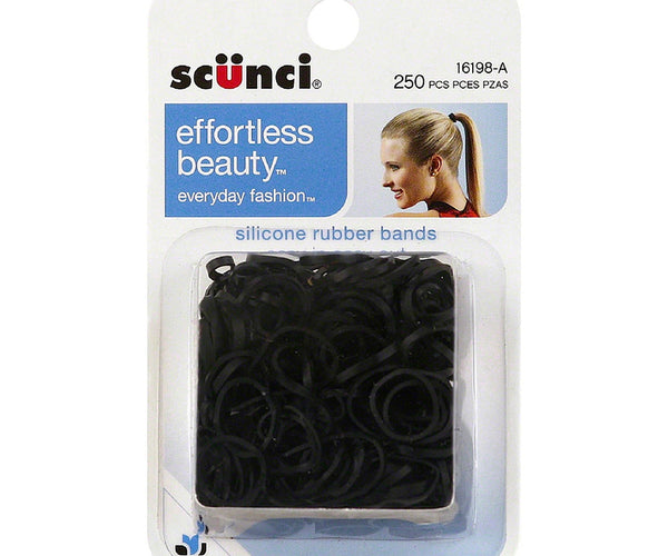 Scunci Cola Para El Cabello De Silicón Silicon Rubber Bands Color Negro. Contenido 250 Piezas.