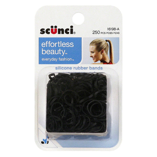 Scunci Cola Para El Cabello De Silicón Silicon Rubber Bands Color Negro. Contenido 250 Piezas.