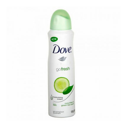 Dove Desodorante En Spray Go Fresh Antitranspirante Con Crema Hidratante Con Aroma A Te Verde Y Pepino. Contenido Neto 150 Ml.