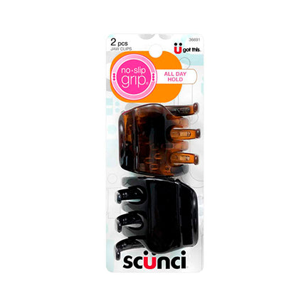 Scunci Pinza De Mandíbula Antideslizante Chunky Jaw Clips Color Marrón Y Negro. Contenido 2 Piezas.