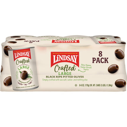 Lindsay Naturals Large Black Ripe Pitted Olives (6 Ounce, 6 Pack)