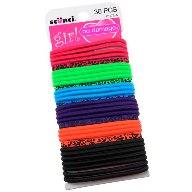 30-Pk Girl Elastics Neon