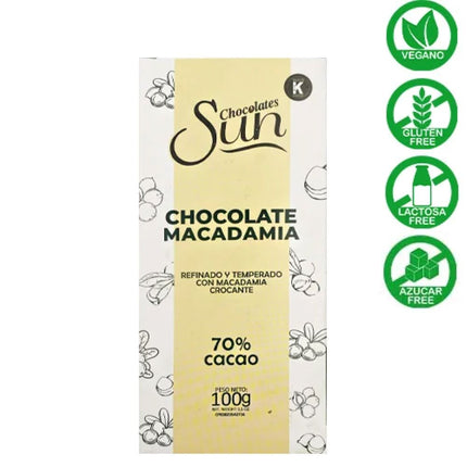 Sun Macadamia 70% Cacao100 Gr