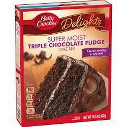 Betty Crocker Delights Supern Moist Triple Chocolate Fudge Cake Mix 12-15.25 Oz