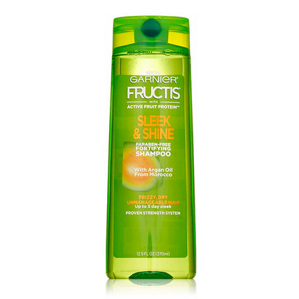 Garnier Fructis. Shampoo Sleek & Shine Con Proteínas Activas De Frutas Contiene Aceite De Argan De Marruecos. Contenido Neto 370Ml.