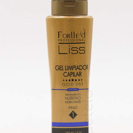 Forlle D Profesional. Gel Limpiador Nutritivo Gold Liss Hidratante Paso 1 Sin Sal Contenido Neto 240Ml.