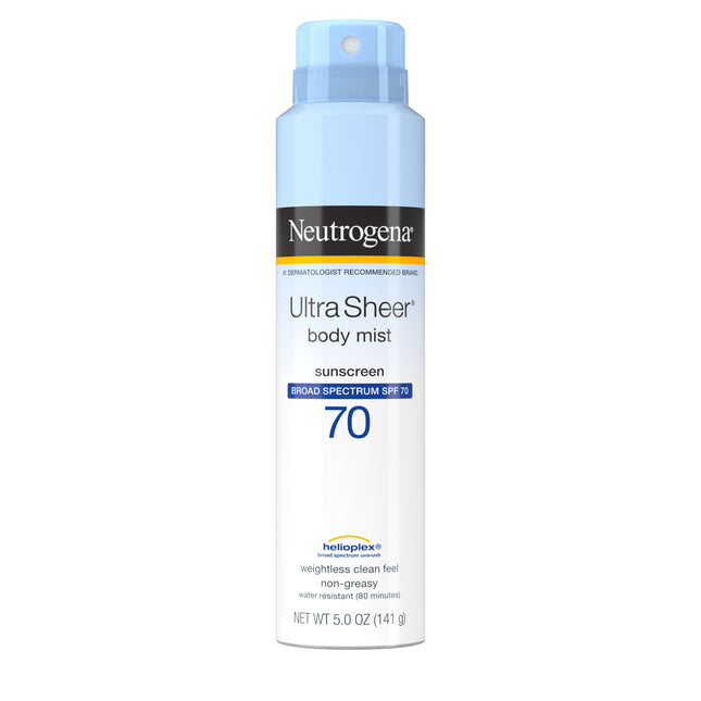 Neutrogena ultra Sheer body mist suncreen broad spetrum SPF 70 5 Oz