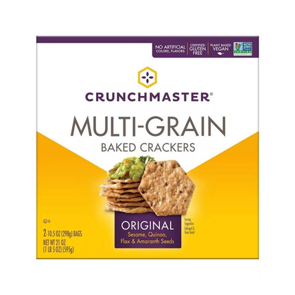 CrunchMaster Multi- Grain Baked Crackers Original Sesame Quinoa Flax and Amaranth Seeds 2 Count 595g