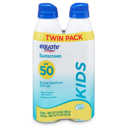 Equate Kids Sunscreen Spray SPF 50 11 Oz 2 Count