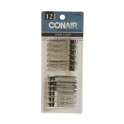 Conair Ganchos Para Juego De Rollos Para El Cabello Cromados Color Negro Y Plateado. Contenido 12 Unidades.