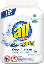 All mighty pacs laundry detergent, free clear for sensitive skin (120 ct)