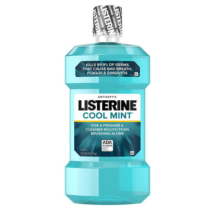 Listerine Cool Mint Antiseptic Mouthwash, Bad Breath & Plaque, 1.5 L