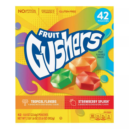 Fruit Gushers Fruit Flavor Snacks Tropical Flavor and Strawberry Splash 22.6Gr 42 Und