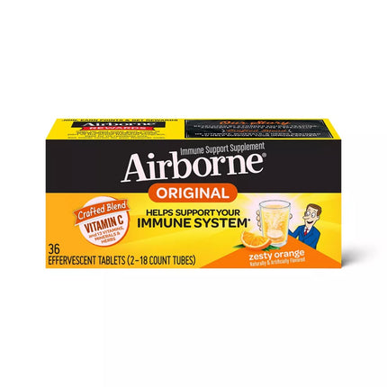 Airborne Vitamin C Effervescent Tablets, Zesty Orange, 30 ct