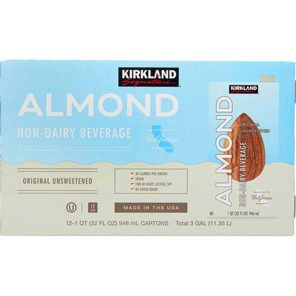 Kirkland Almond Original Unsweetened Milk 946ml 12Unid