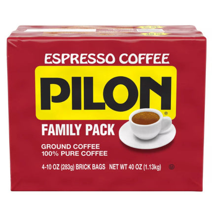 Pilon Espresso, 100% Arabica Coffee, 10-Ounce Bricks (Pack of 4)