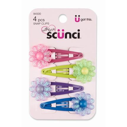 Scunci Clip Para El Cabello Con Flores Decoradoras. Cantidad 4 Piezas.