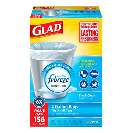 Glad Fresh Clean Small Trash Bags 4 Gal 26 Count 6 Und