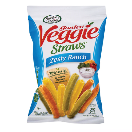 Veggie Straws Zesty Ranch Vegetable and Potato Snack 28Gr