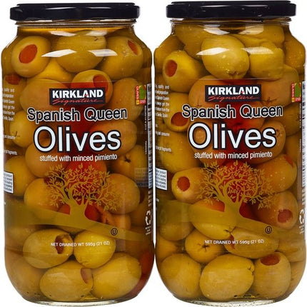 Kirkland Signature Spanish Queen Olives Stuffed with Minced Pimento 595Gr 2 Und