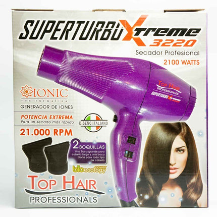 Top Hair. Secador De Cabello Professionals Superturbo Xtreme 3220 2100 Wats Y 21.000 Rpm Potencia Extrema Diseño Italiano Generador De Iones Contiene