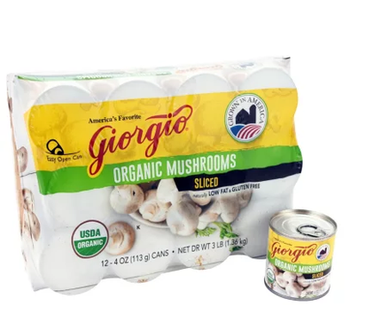Giorgio Organic Sliced Mushrooms 12 Pack