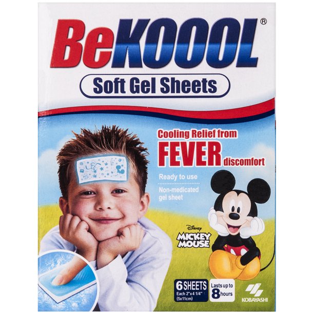Bekoool Cooling Gel Sheets For Kids  Fever Relief  6 Ct