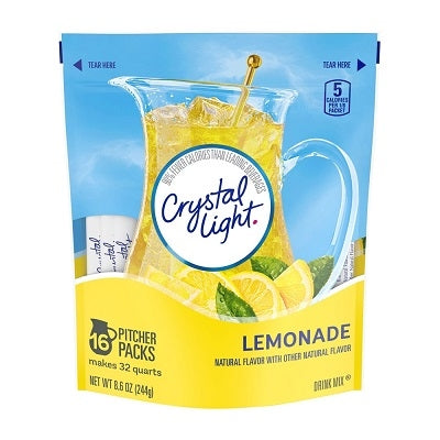 Crystal Light Lemonade Sugar Free Drink Mix Singles Caffeine Free, 16 ct