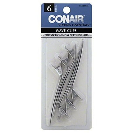 Conair Clips De Honda Para Seccionar Y Fijar El Cabello Fijación Segura. Cantidad 6 Piezas.