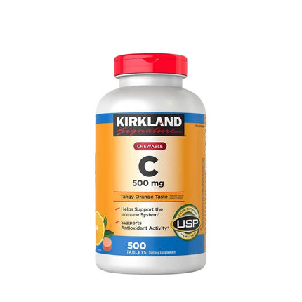 Kirkland Signature Vitamin C 500mg Chewable Tablets Tangy Orange Taste 500 Count