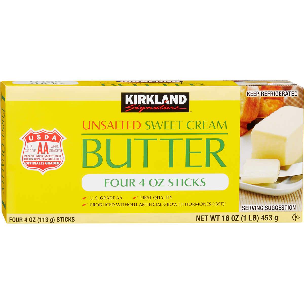 Kirkland Signature Unsalted Sweer Cream Butter 4ct 453gr Ultra Ya